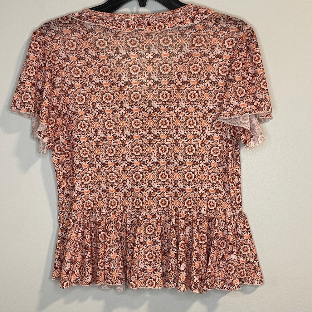 Bloomfield Faux Wrap Shirt Rust Geometric Size M - Picture 3 of 6